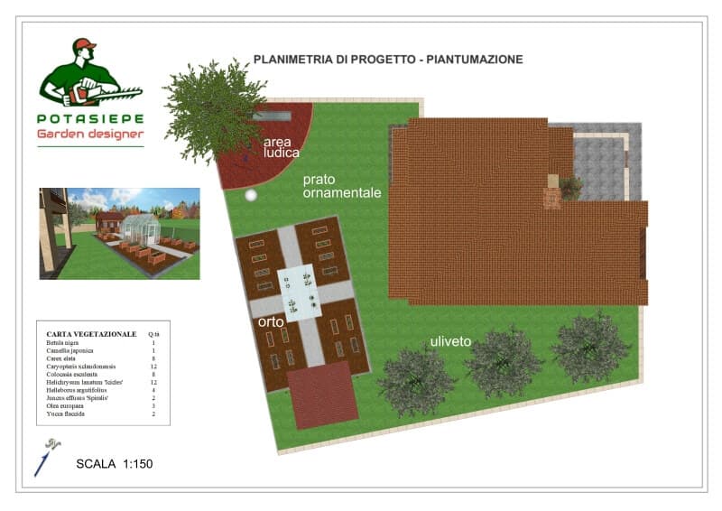 Progetto definitivo del giardino con tutti i particolari tecnico stilistici